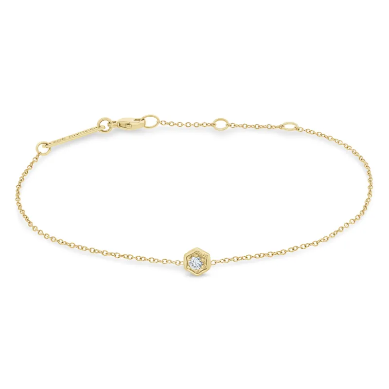 14k Gold Diamond Hexagon Bracelet sold by Zoe Chicco