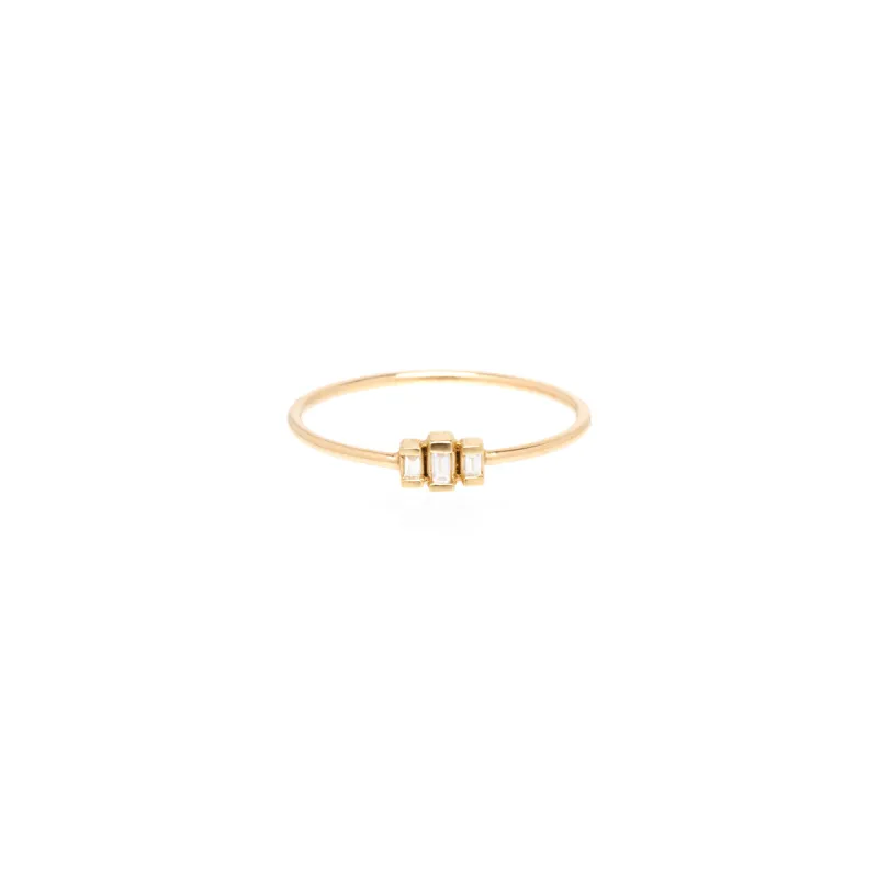 14k 3 Stepped Baguette Diamond Ring sold by Zoe Chicco