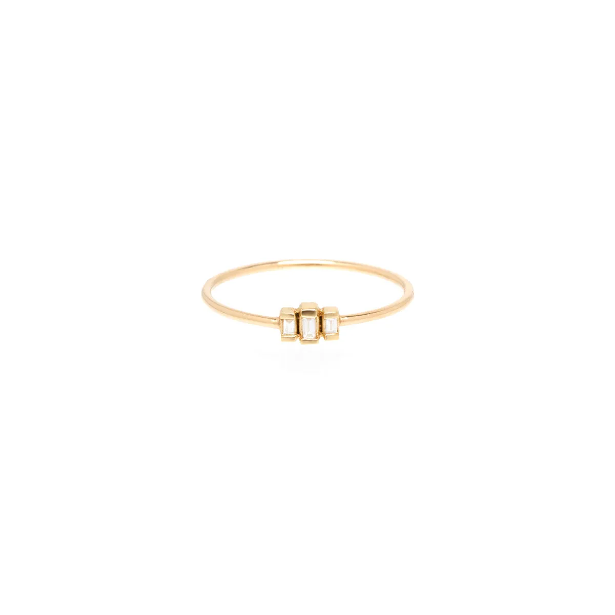 14k 3 Stepped Baguette Diamond Ring sold by Zoe Chicco
