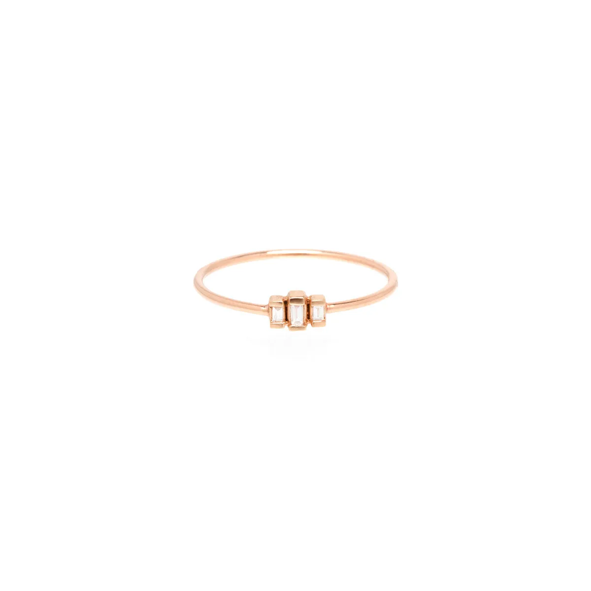 14k 3 Stepped Baguette Diamond Ring sold by Zoe Chicco product image thumbnail 2