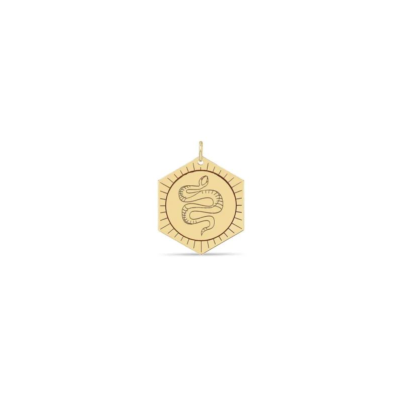 14k Animal Hexagon Medallion Charm Pendant - SALE sold by Zoe Chicco