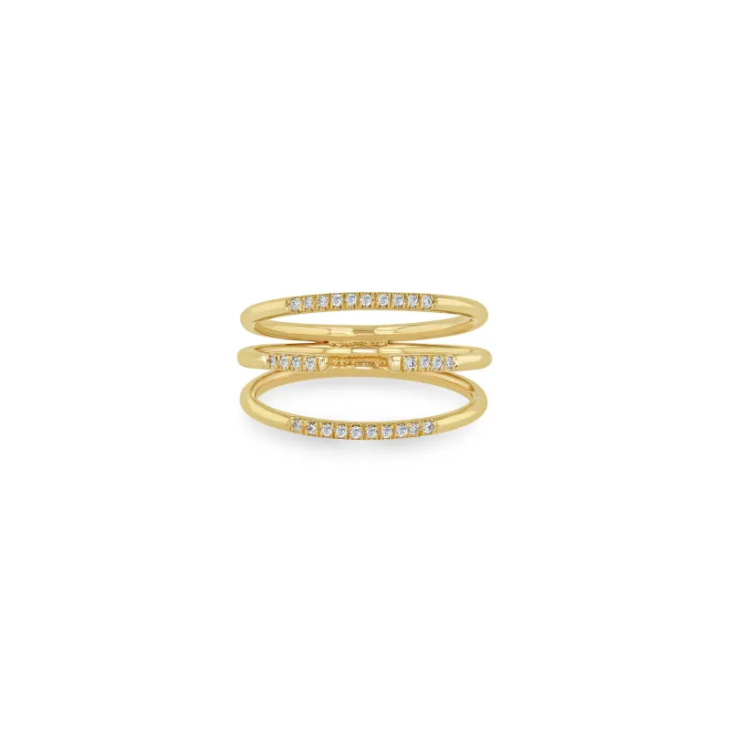 14k Triple Pavé Diamond Band Ring - SALE sold by Zoe Chicco