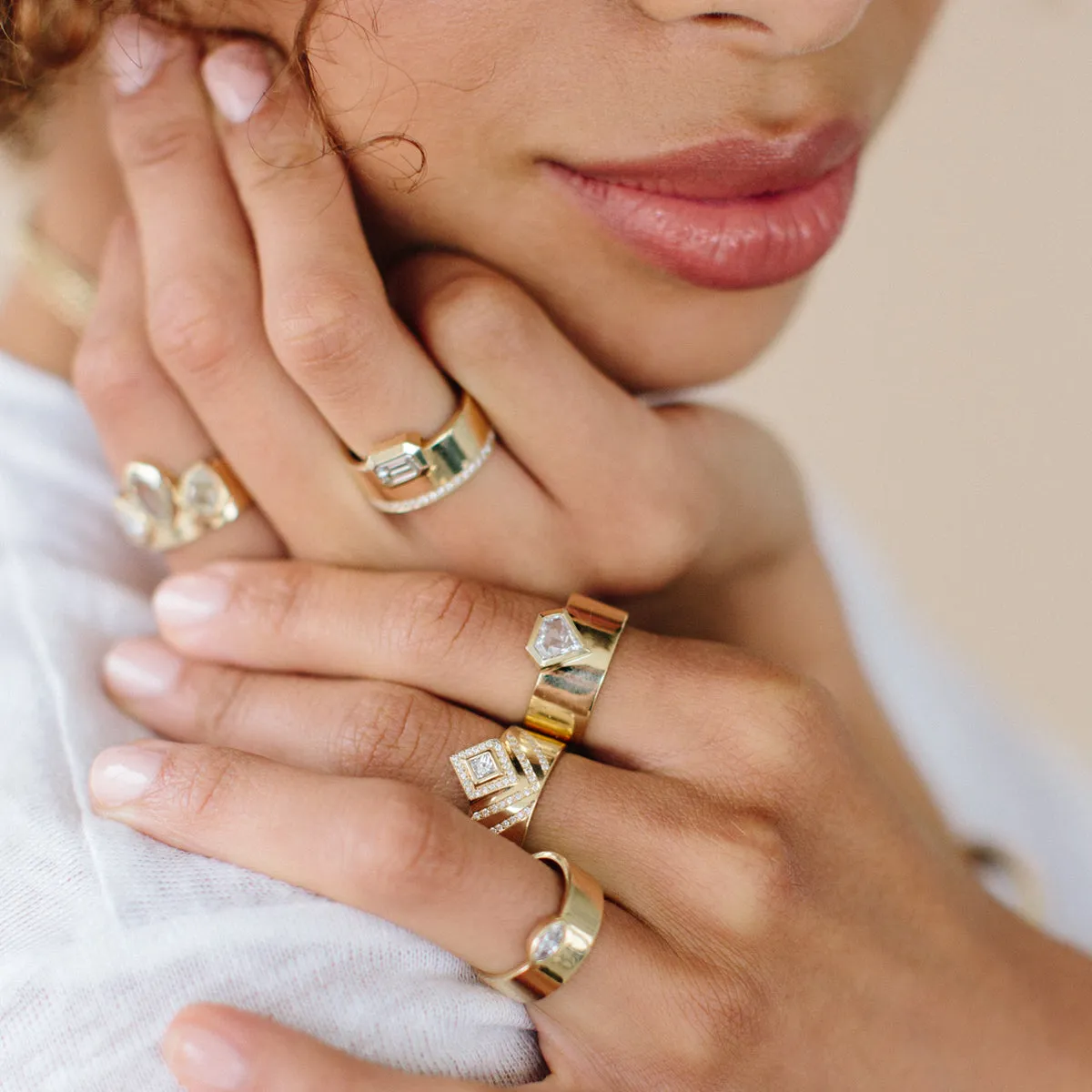 14k Pavé Chevron & Princess Diamond Wide Flat Band - SALE sold by Zoe Chicco product image thumbnail 3