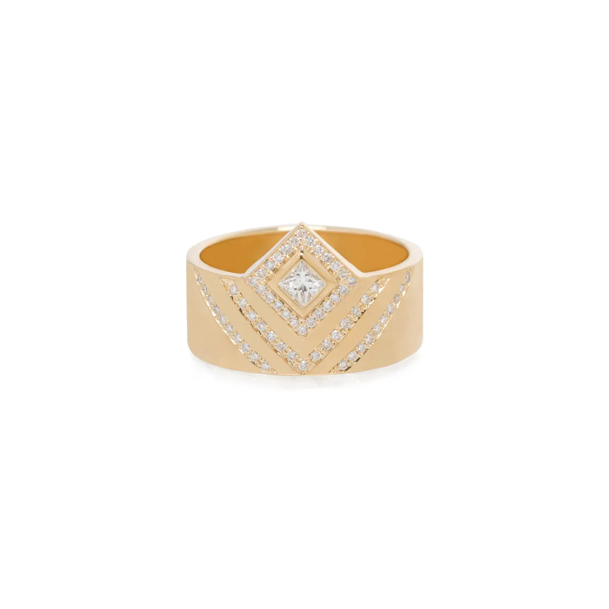 14k Pavé Chevron & Princess Diamond Wide Flat Band - SALE sold by Zoe Chicco