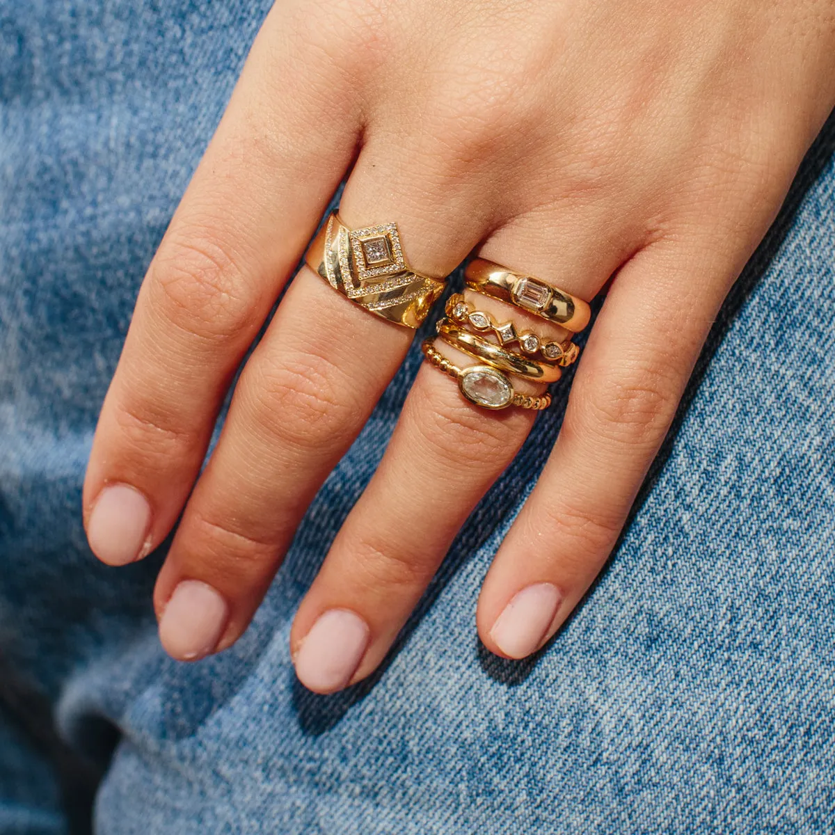 14k Pavé Chevron & Princess Diamond Wide Flat Band - SALE sold by Zoe Chicco product image thumbnail 5