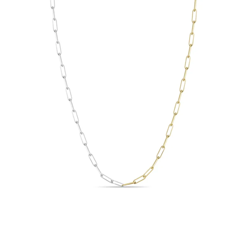 14k Two Tone Gold Small Paperclip Chain Necklace sold by Zoe Chicco