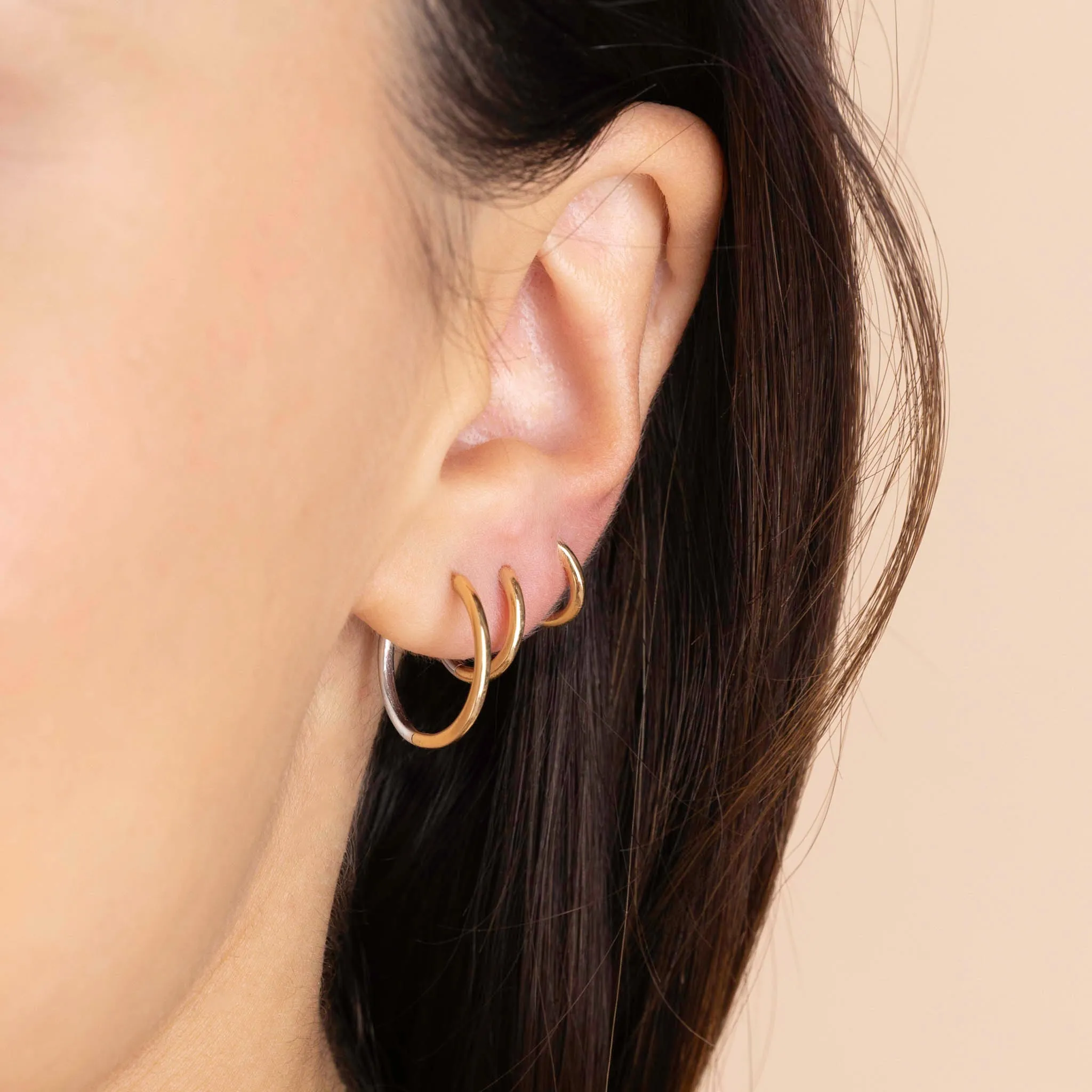 14k Two Tone Gold Hinge Huggie Hoops sold by Zoe Chicco product image thumbnail 2