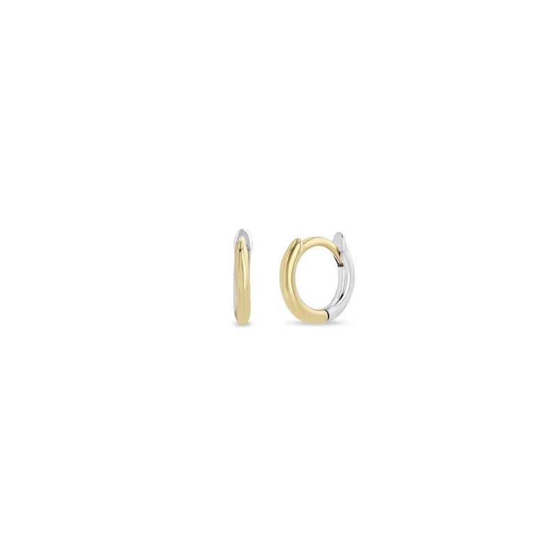 14k Two Tone Gold Hinge Huggie Hoops made by Zoe Chicco