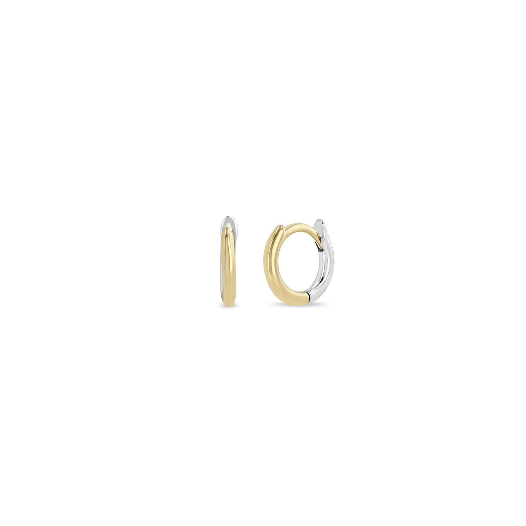 14k Two Tone Gold Hinge Huggie Hoops sold by Zoe Chicco