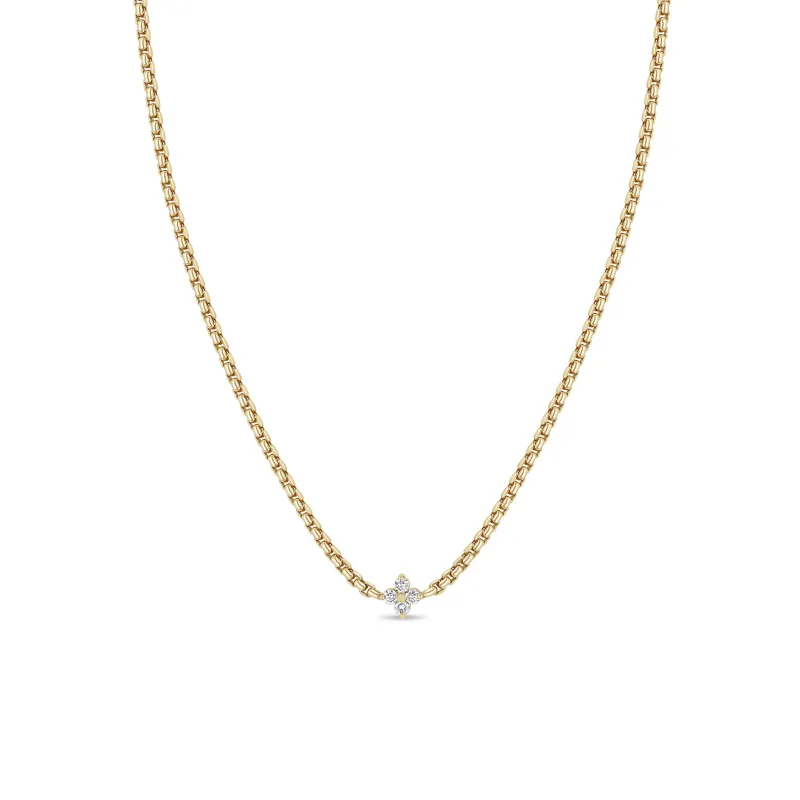 14k Prong Diamond Quad Box Chain Necklace sold by Zoe Chicco