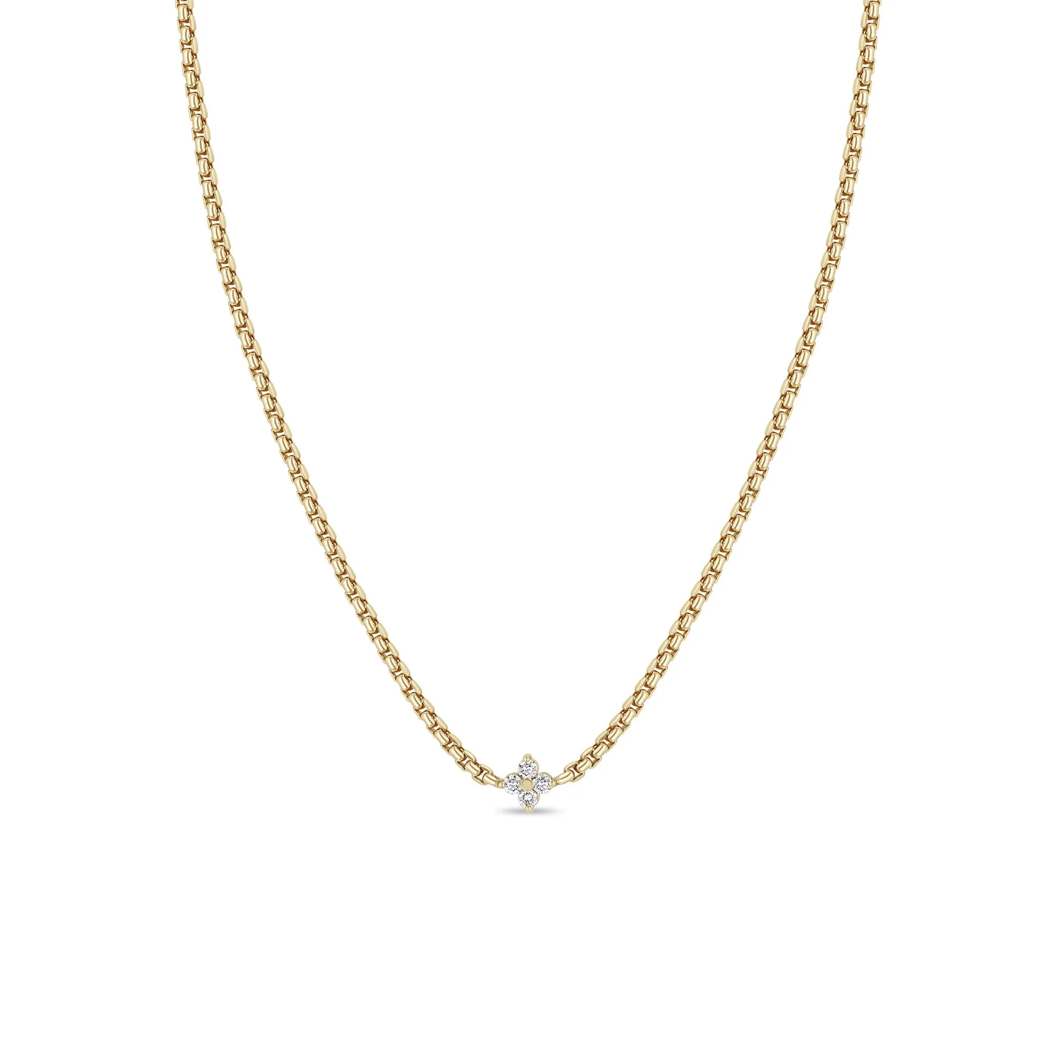 14k Prong Diamond Quad Box Chain Necklace sold by Zoe Chicco