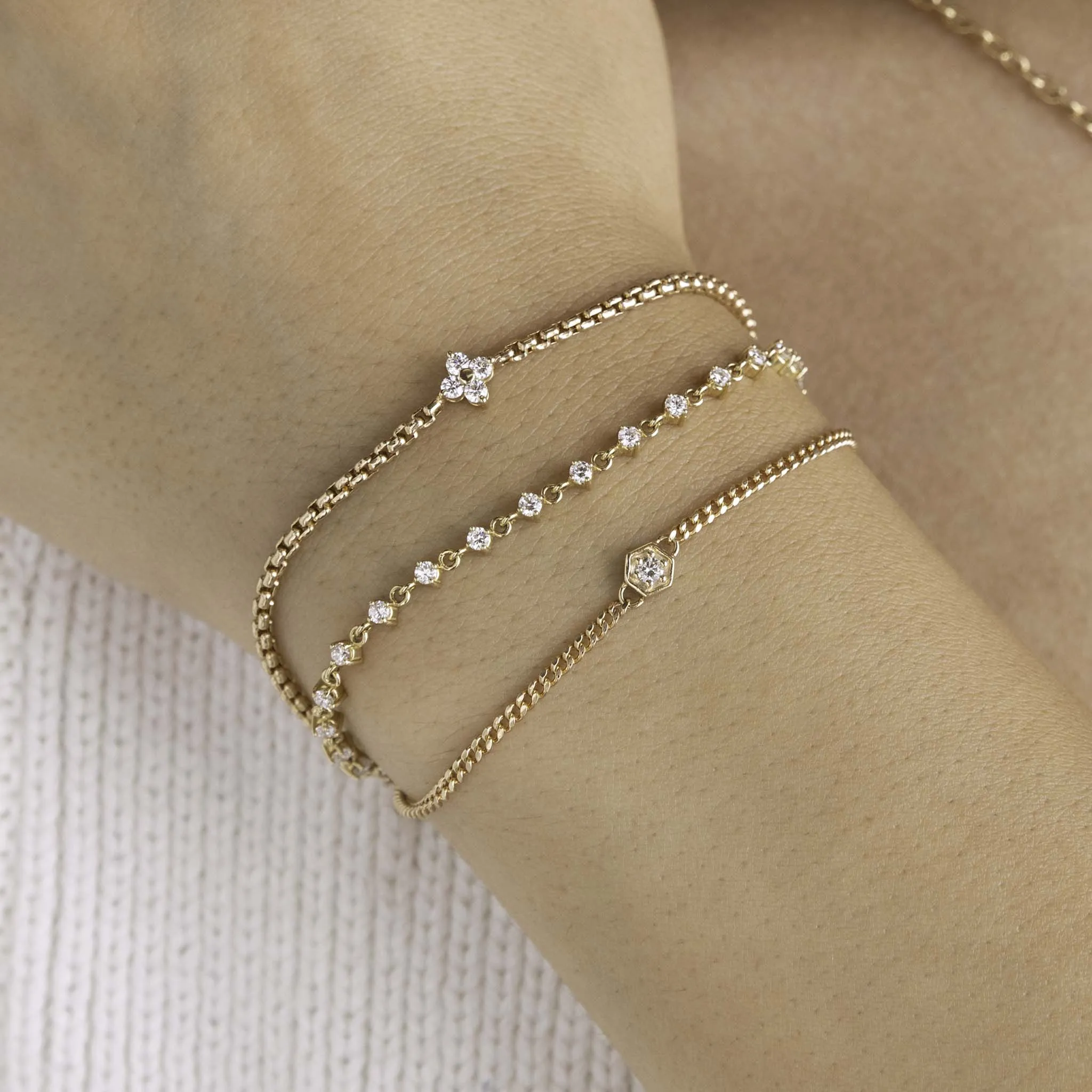 14k Prong Diamond Quad Box Chain Bracelet sold by Zoe Chicco product image thumbnail 2