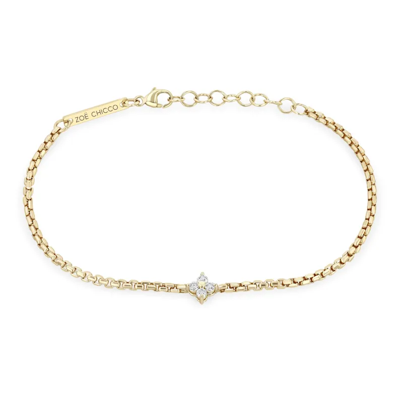 14k Prong Diamond Quad Box Chain Bracelet sold by Zoe Chicco