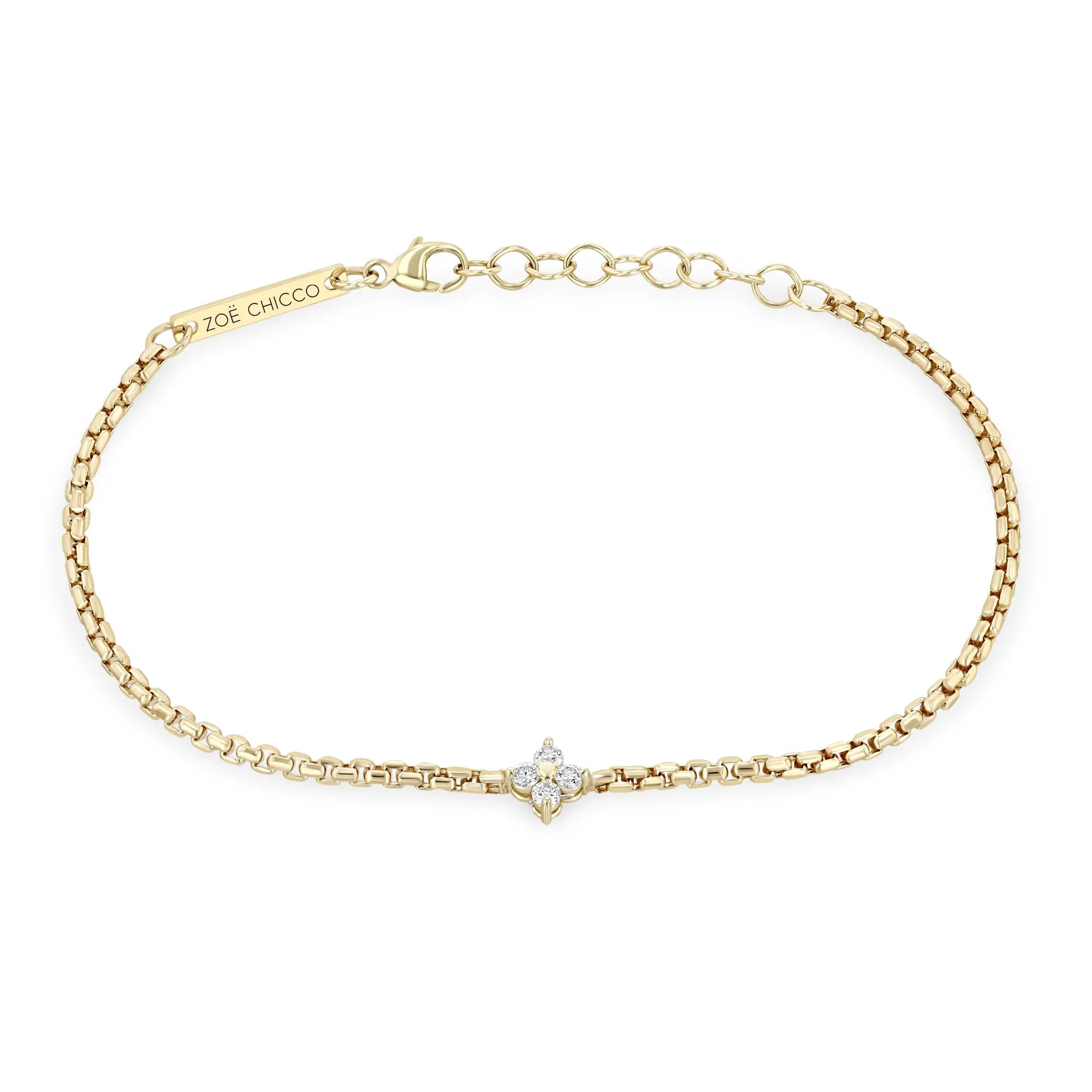 14k Prong Diamond Quad Box Chain Bracelet sold by Zoe Chicco