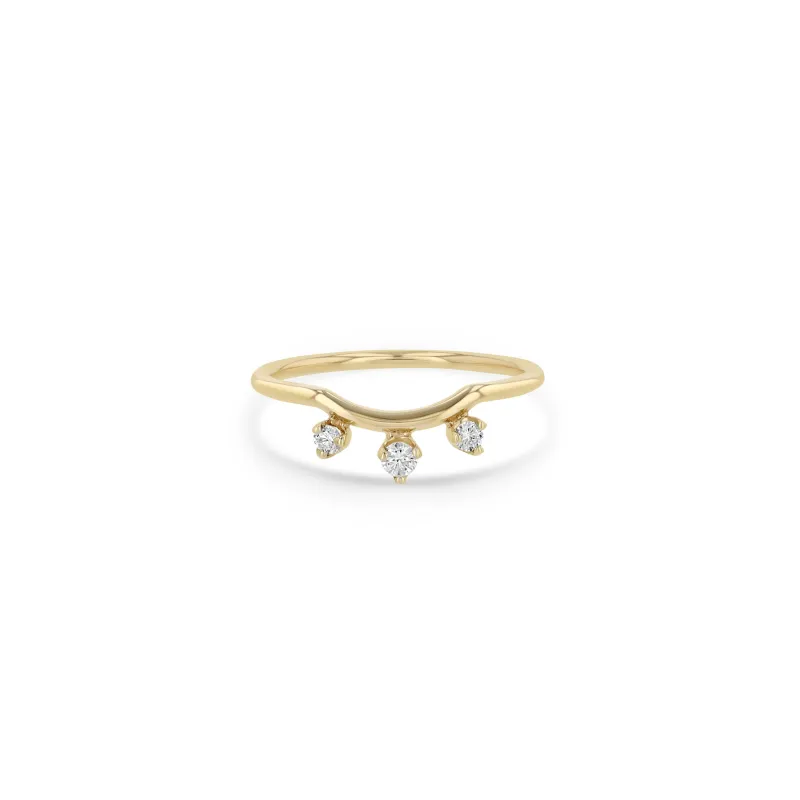 14k 3 Graduated Prong Diamond Curved Band Ring sold by Zoe Chicco