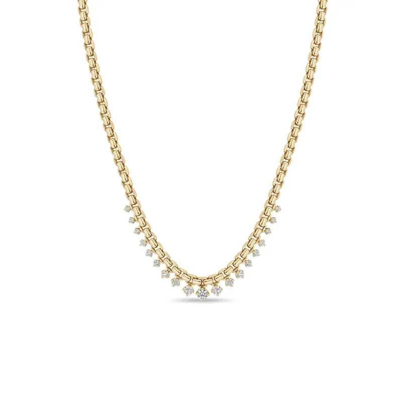 14k Graduated Prong Diamond Large Box Chain Necklace sold by Zoe Chicco