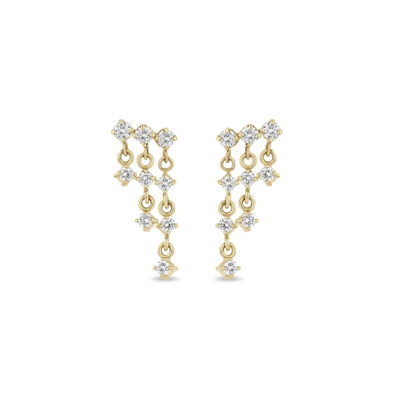 14k Linked Prong Diamond Waterfall Earrings sold by Zoe Chicco