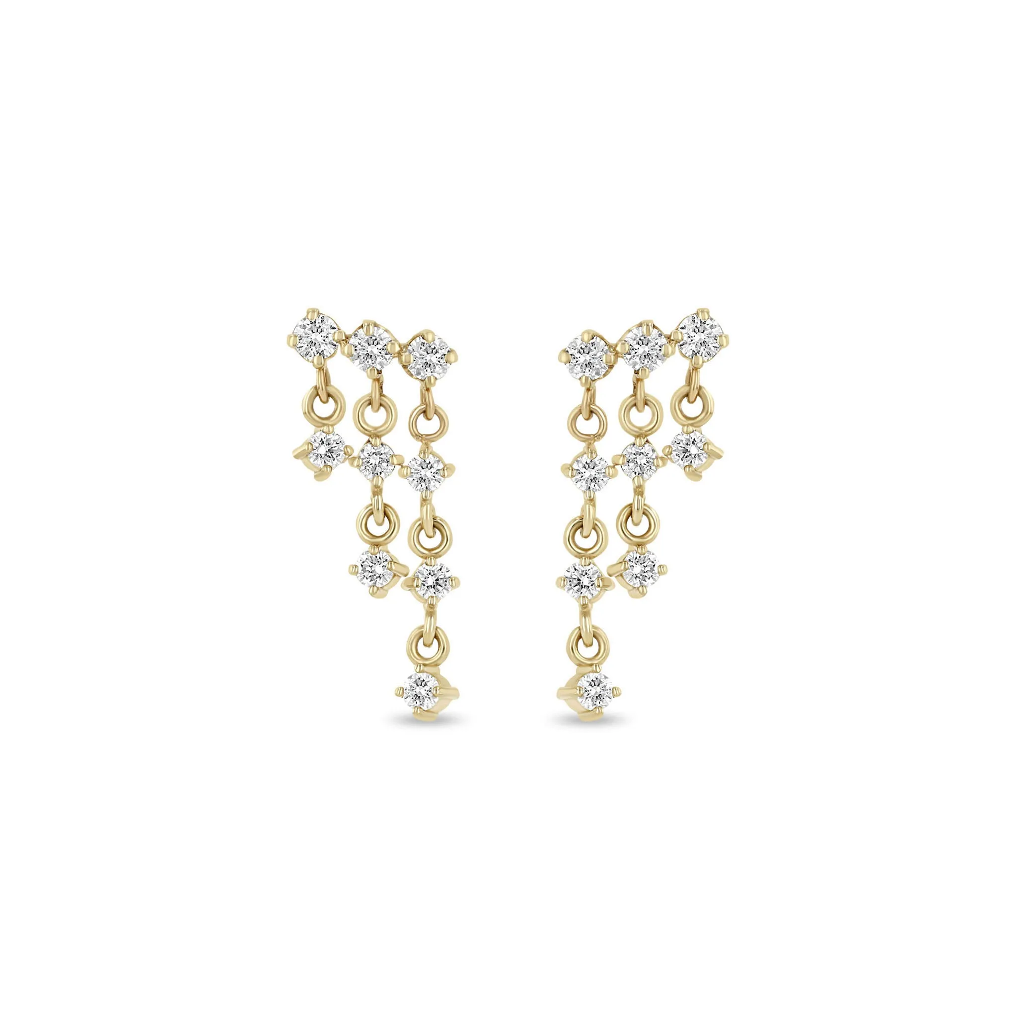 14k Linked Prong Diamond Waterfall Earrings sold by Zoe Chicco