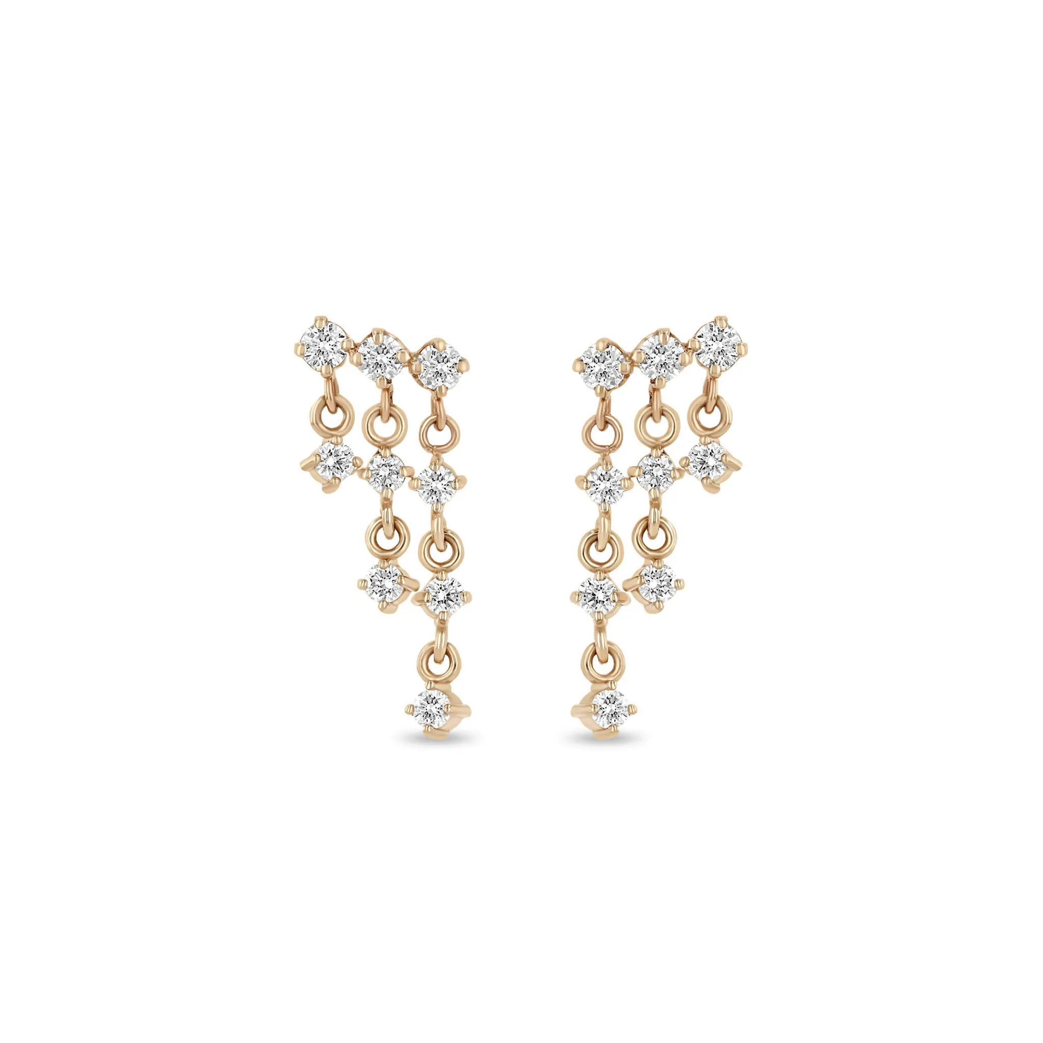 14k Linked Prong Diamond Waterfall Earrings sold by Zoe Chicco product image thumbnail 5