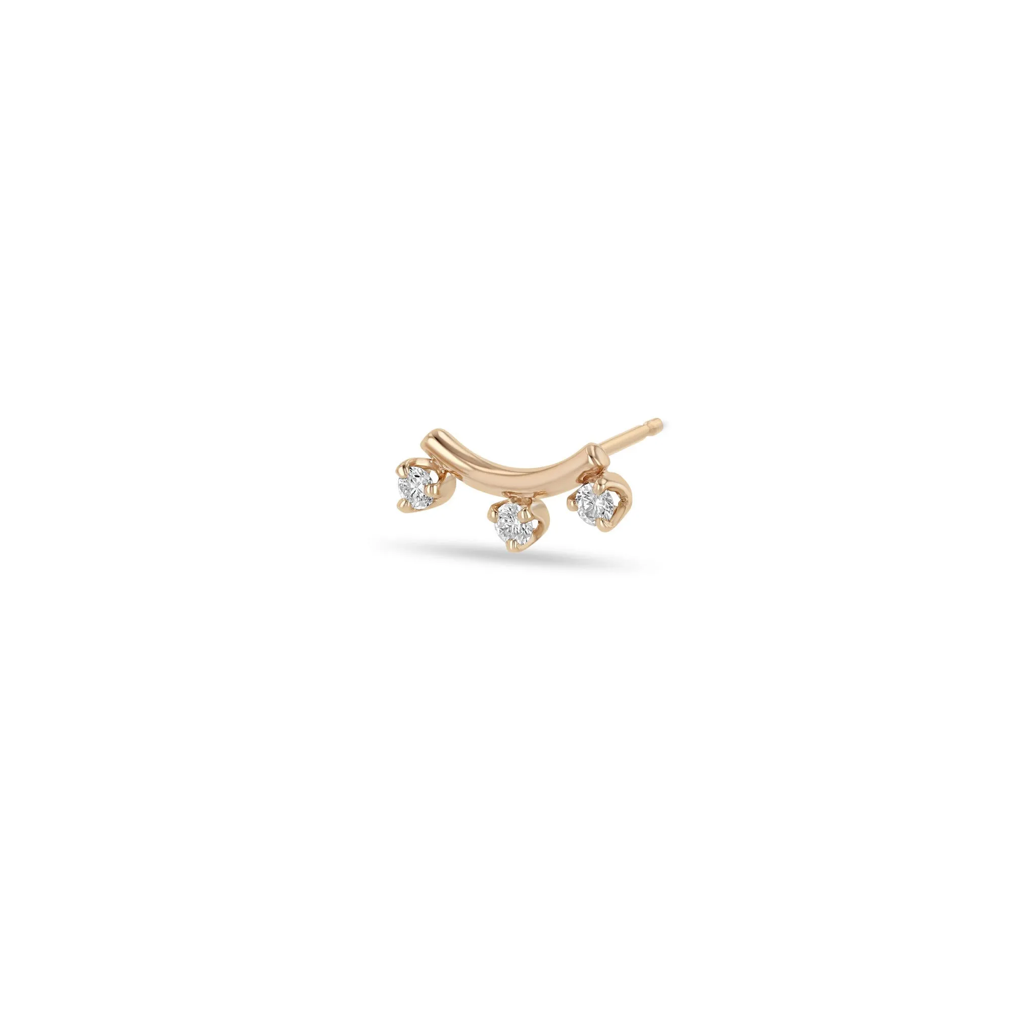 14k 3 Prong Diamond Curved Bar Studs sold by Zoe Chicco product image thumbnail 5