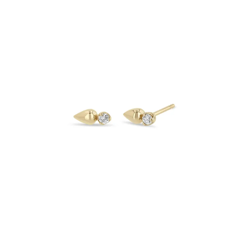 14k Prong Diamond Gold Droplet Stud sold by Zoe Chicco