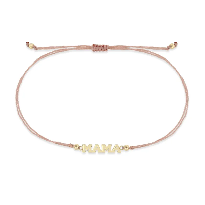 14k Itty Bitty MAMA Cord Bracelet sold by Zoe Chicco