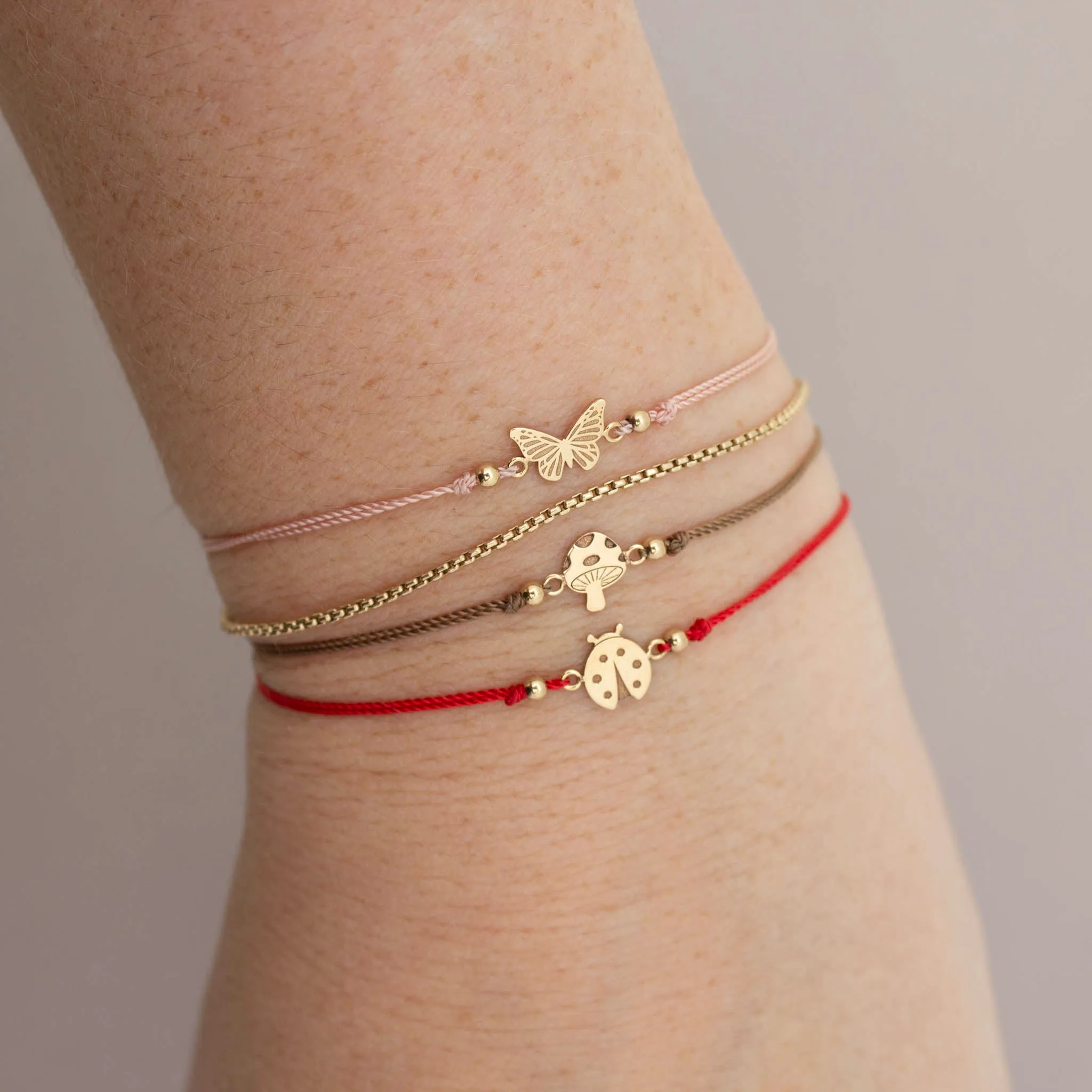 14k Midi Bitty Mushroom Cord Bracelet sold by Zoe Chicco product image thumbnail 2