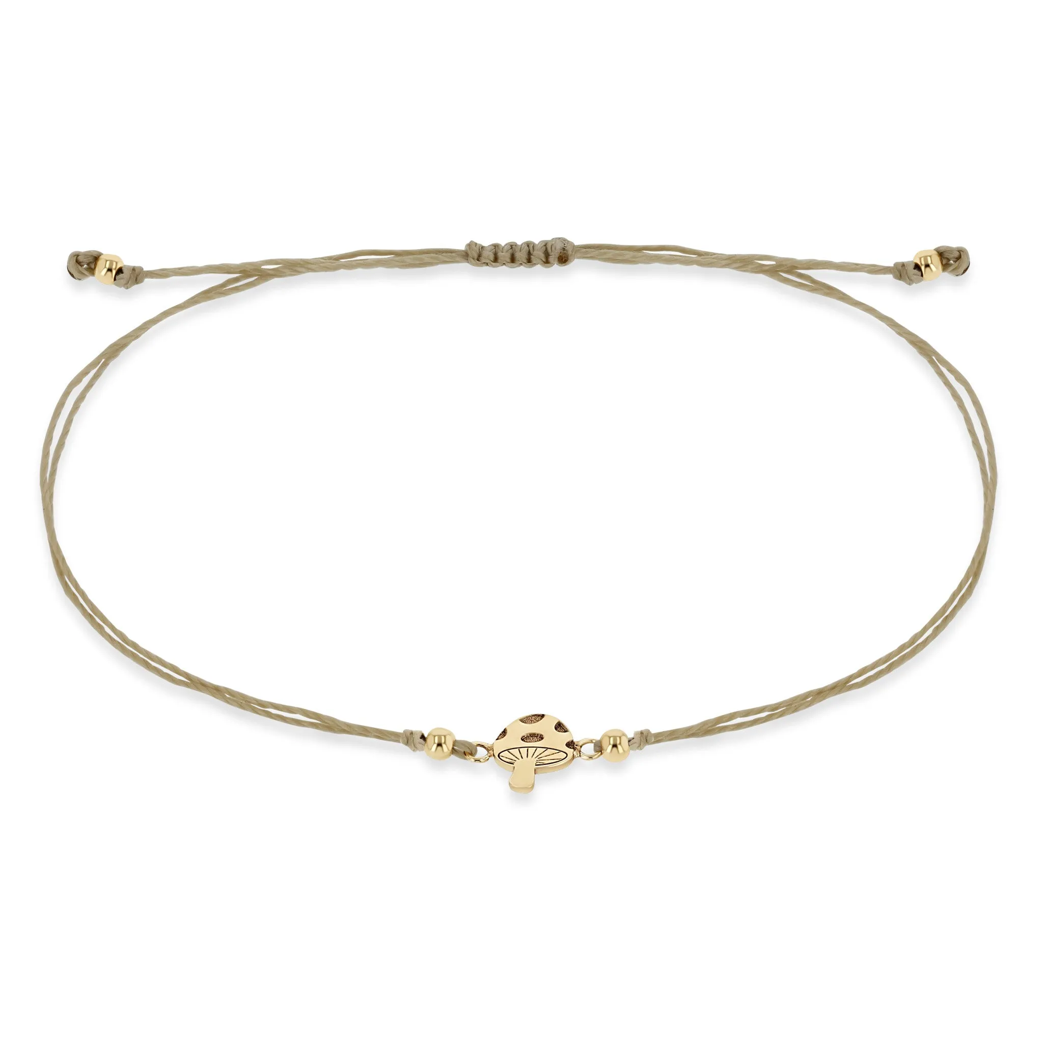 14k Midi Bitty Mushroom Cord Bracelet sold by Zoe Chicco