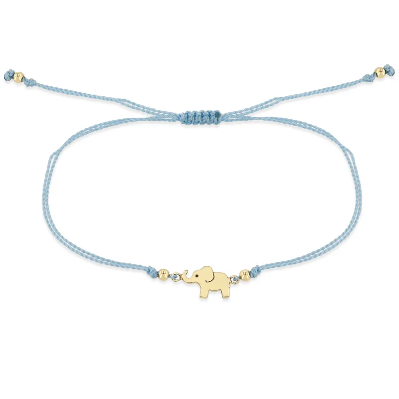 14k Midi Bitty Elephant Cord Bracelet sold by Zoe Chicco