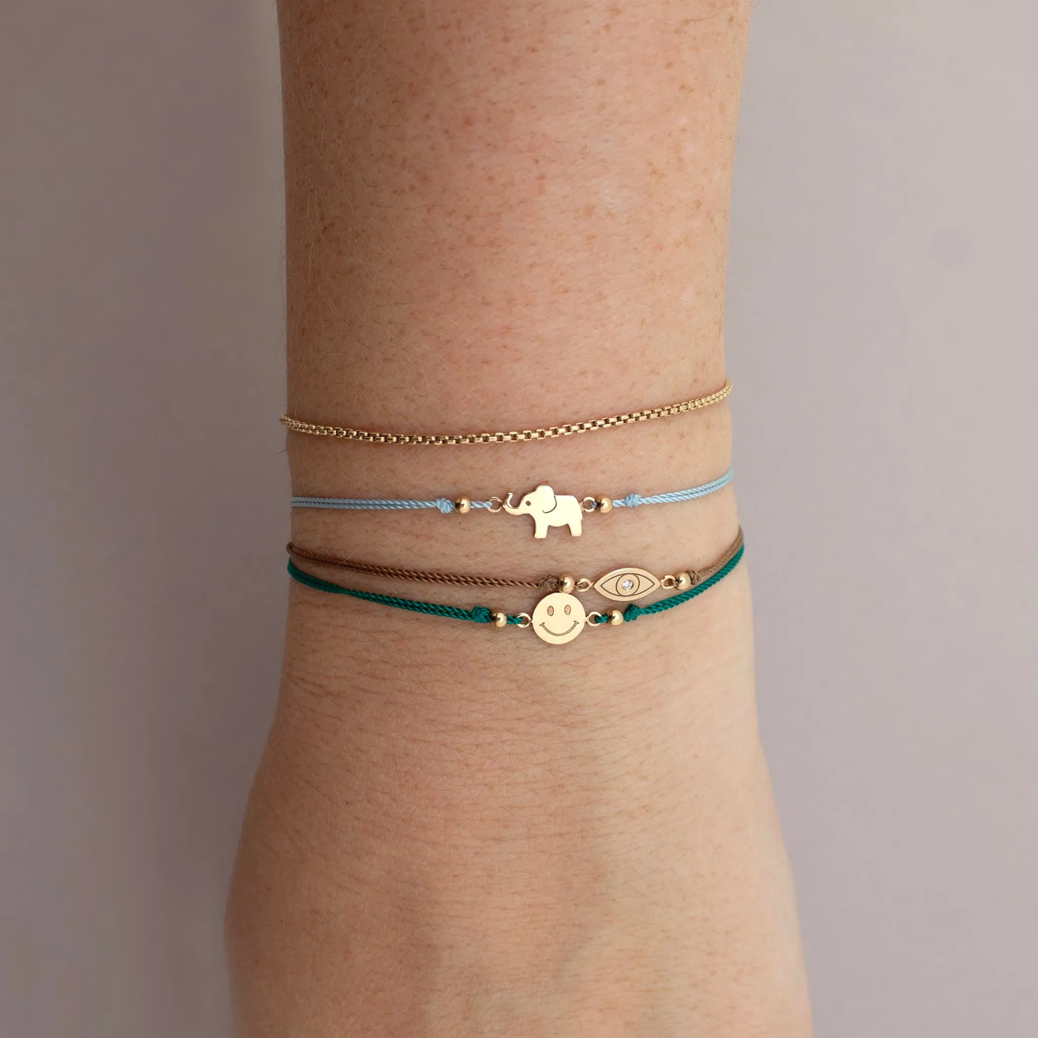14k Midi Bitty Elephant Cord Bracelet sold by Zoe Chicco product image thumbnail 2