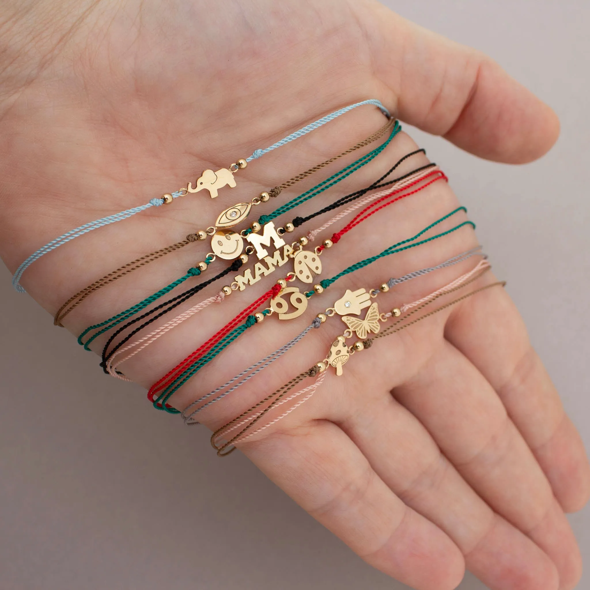 14k Midi Bitty Elephant Cord Bracelet sold by Zoe Chicco product image thumbnail 3