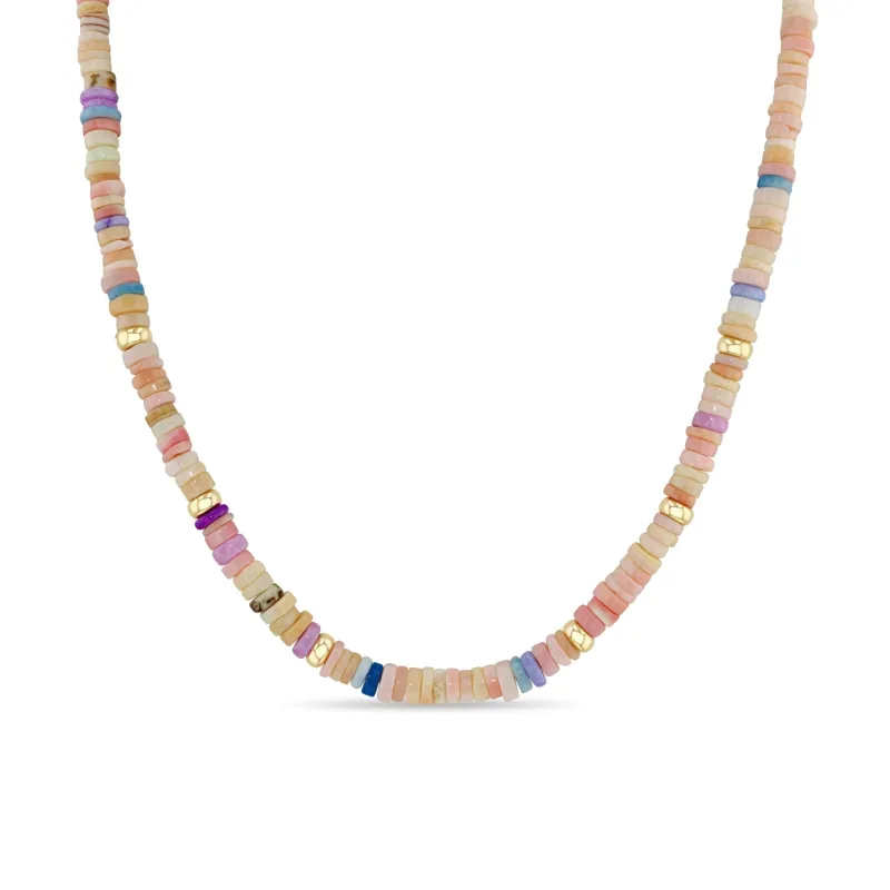 14k Gold & Mixed Pink Opal Rondelle Bead Necklace sold by Zoe Chicco