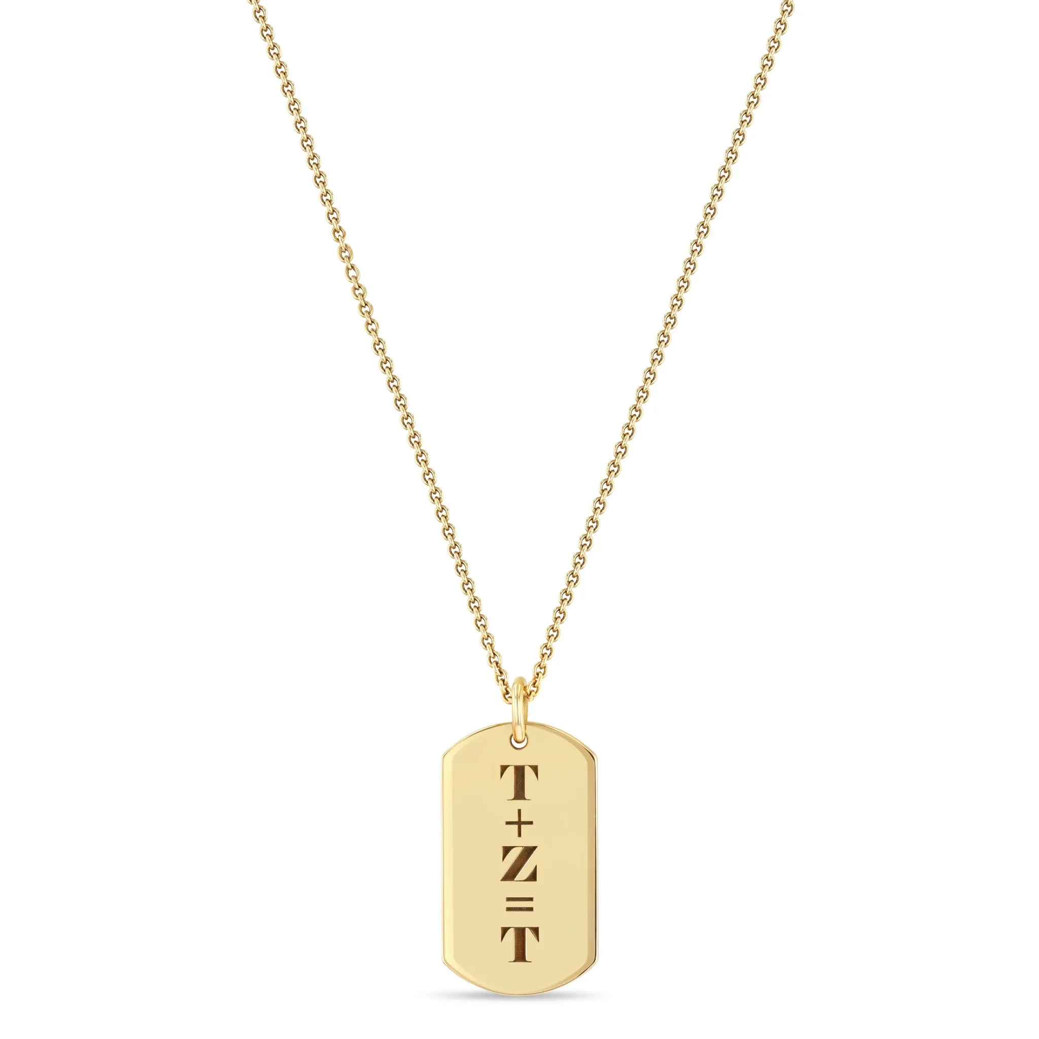 14k Initials Equation Medium Dog Tag Necklace sold by Zoe Chicco