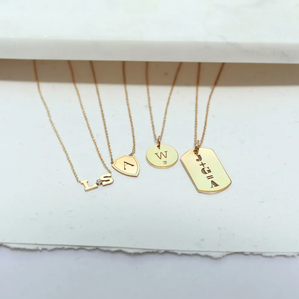 14k Initials Equation Medium Dog Tag Necklace sold by Zoe Chicco product image thumbnail 2