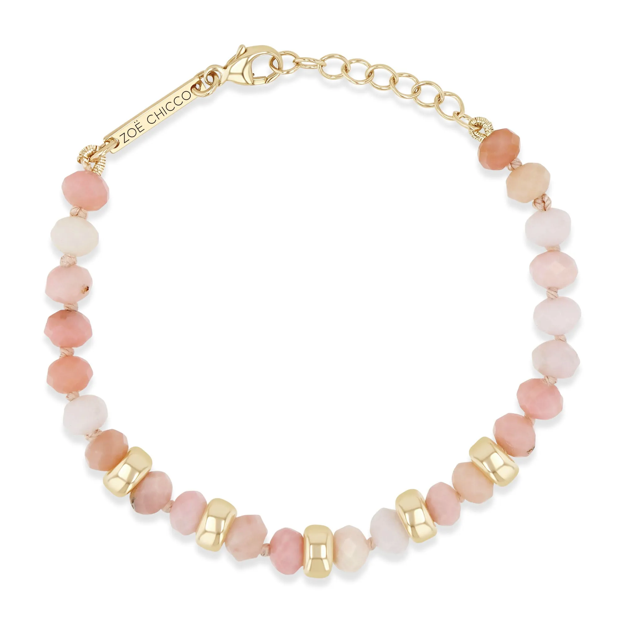 14k Gold & Faceted Pink Opal Rondelle Bead Bracelet sold by Zoe Chicco product image thumbnail 2