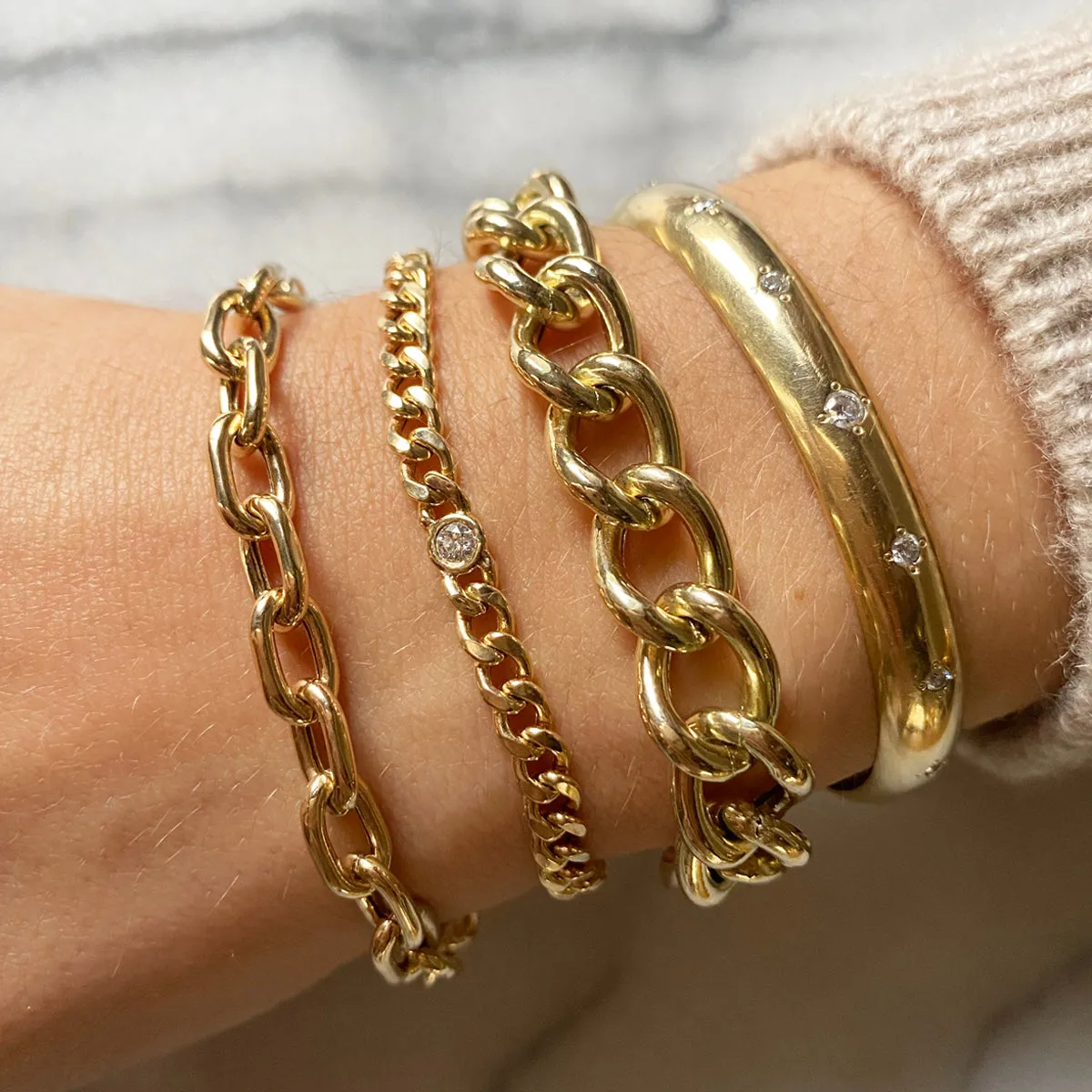 14k XXL Square Oval Link Chain Bracelet - SALE sold by Zoe Chicco product image thumbnail 4