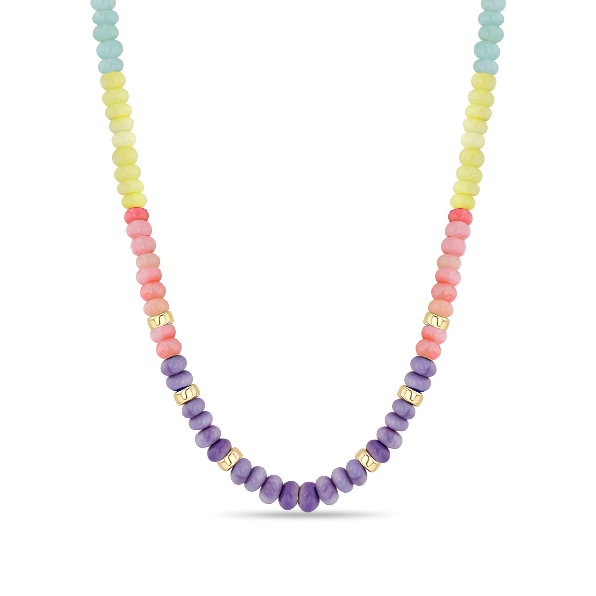 14k Gold & Pastel Rainbow Opal Rondelle Bead Necklace sold by Zoe Chicco