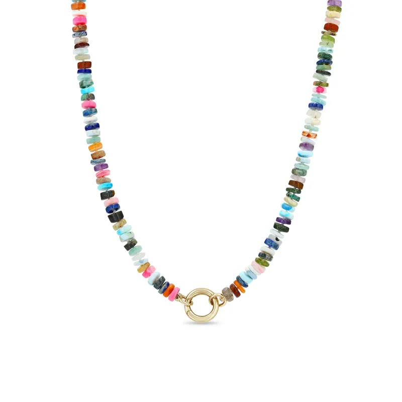 14k Mixed Dark Gemstone Rondelle Bead Round Enhancer Necklace sold by Zoe Chicco