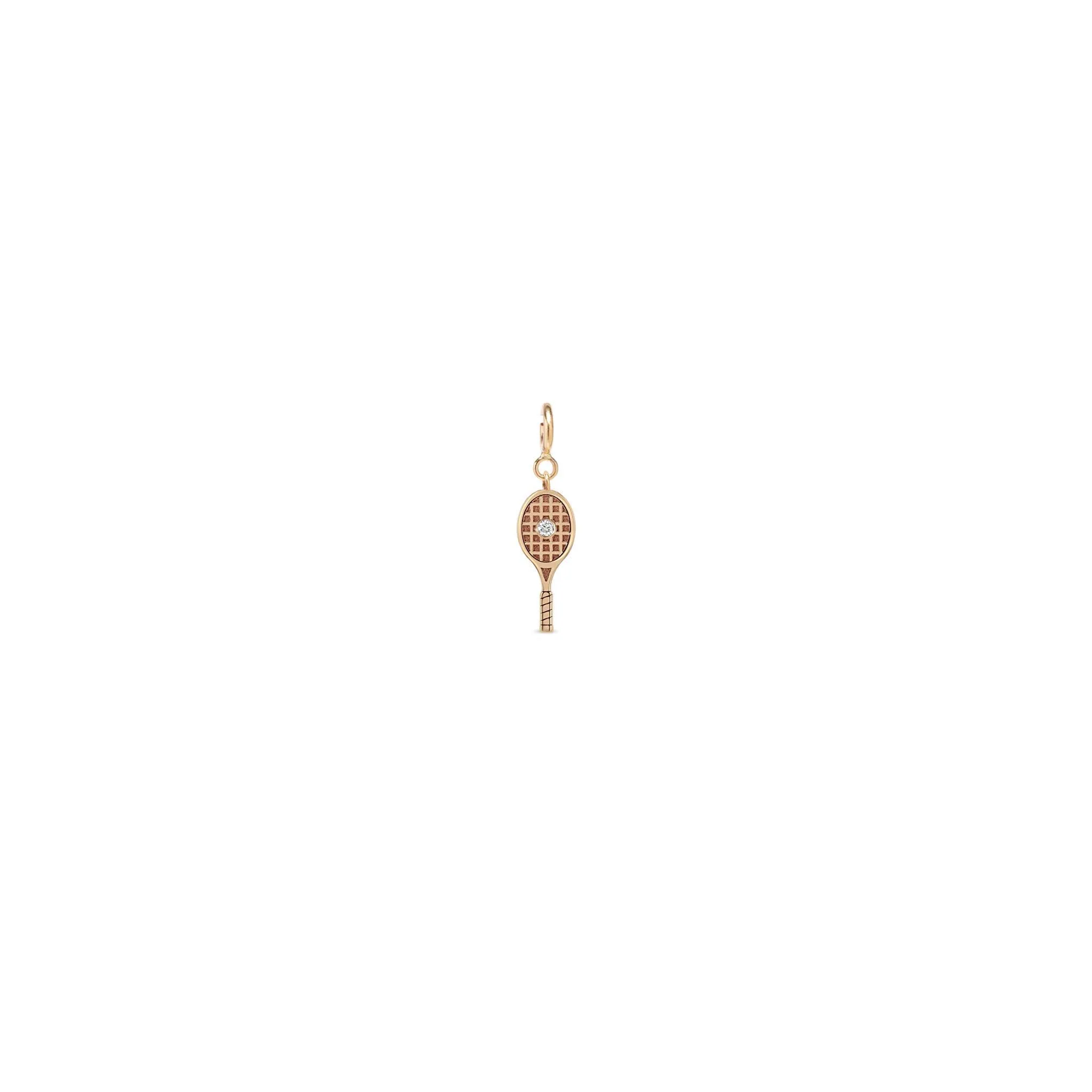 14k Single Midi Bitty Diamond Tennis Racket Charm sold by Zoe Chicco product image thumbnail 4