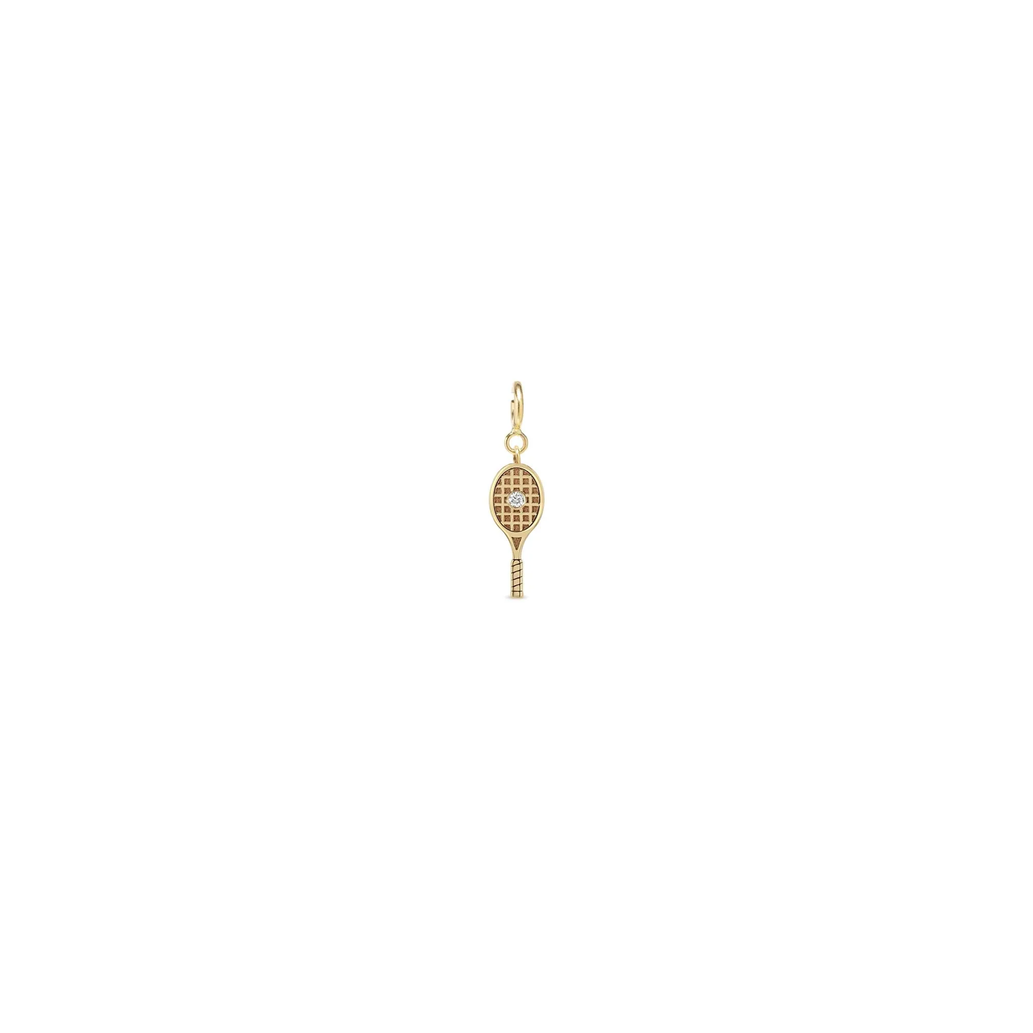 14k Single Midi Bitty Diamond Tennis Racket Charm sold by Zoe Chicco product image thumbnail 2