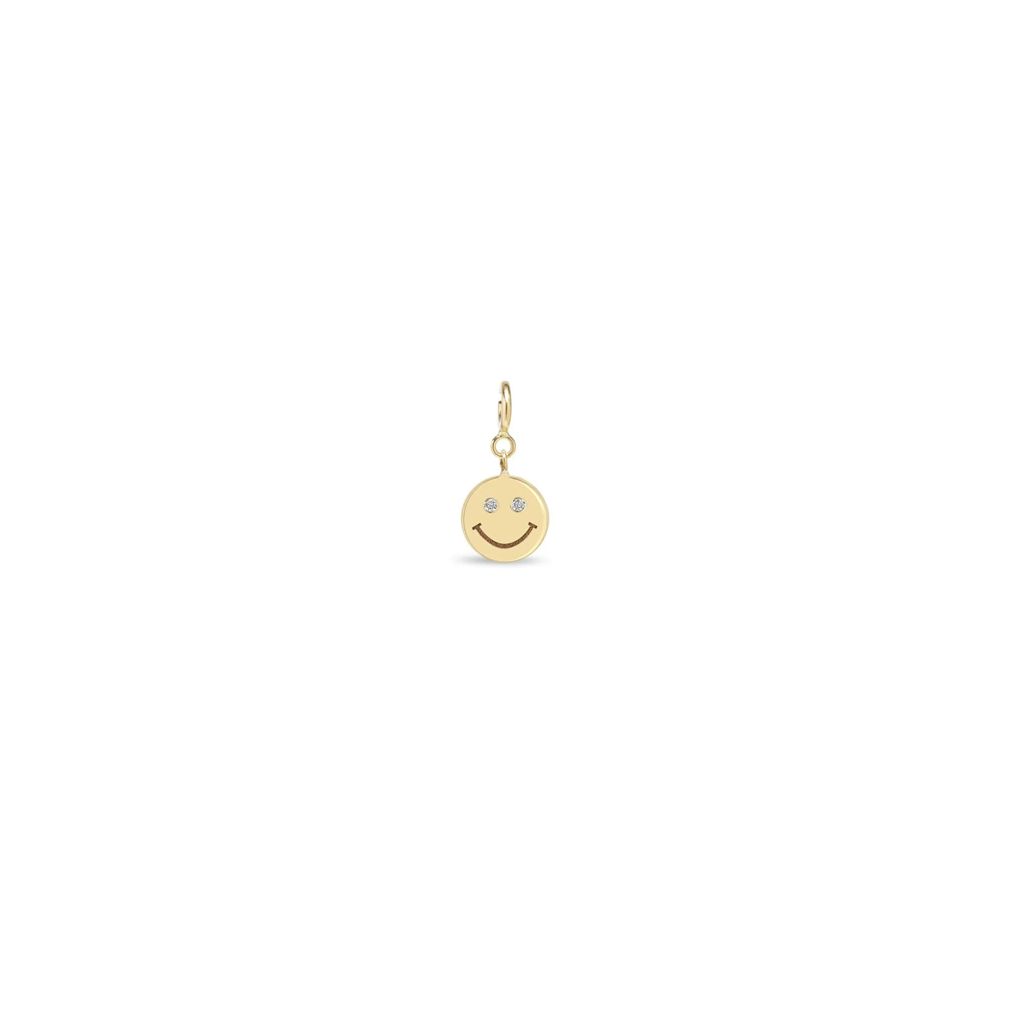 14k Single Midi Bitty Smiley Face with Diamond Eyes Charm sold by Zoe Chicco product image thumbnail 4