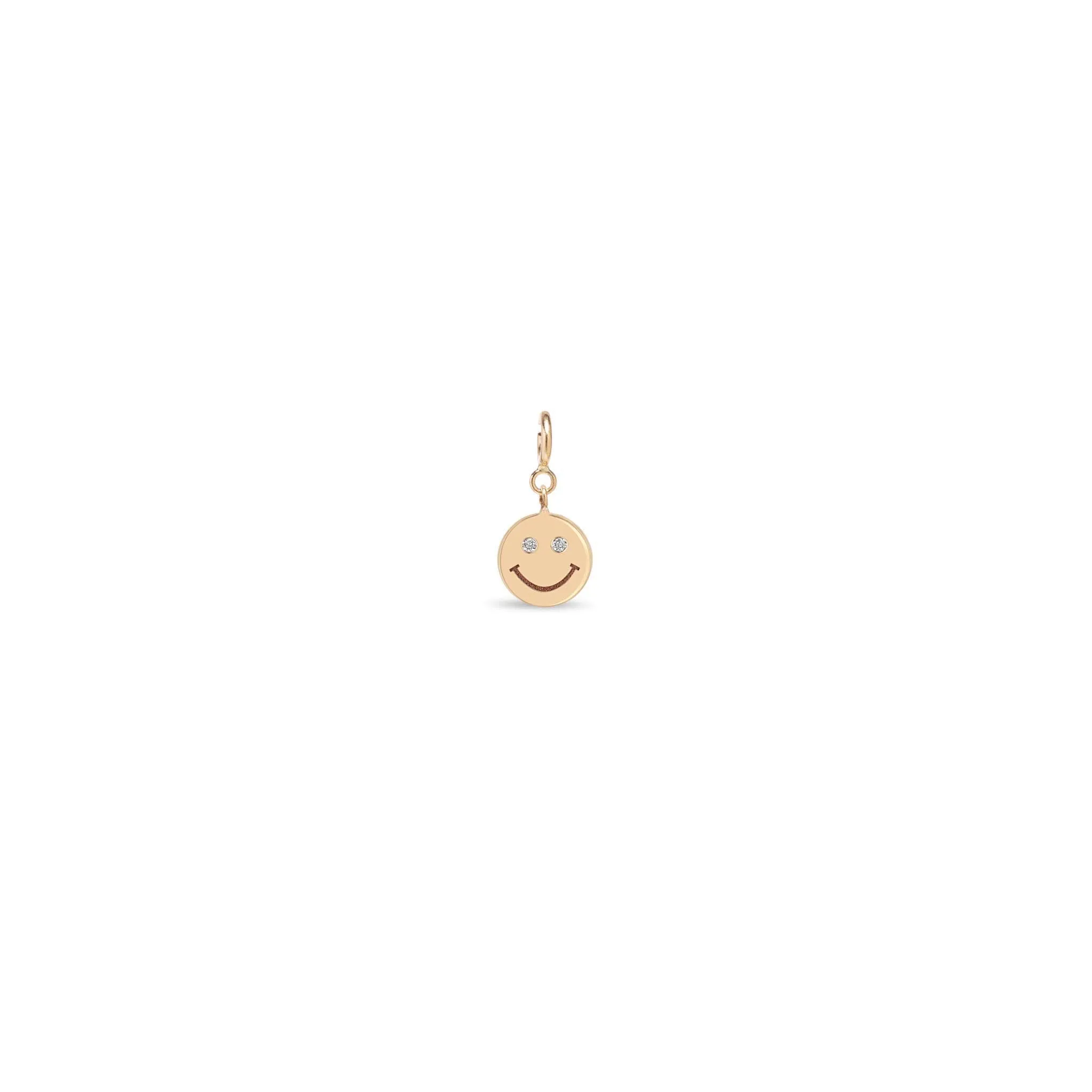 14k Single Midi Bitty Smiley Face with Diamond Eyes Charm sold by Zoe Chicco product image thumbnail 5