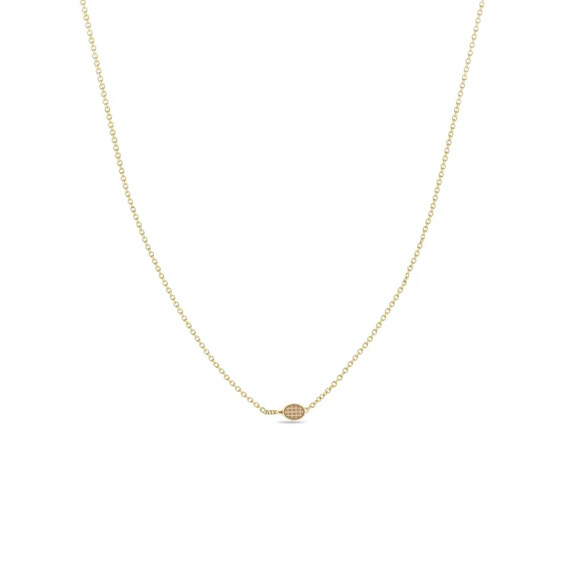 14k Itty Bitty Tennis Racket Necklace sold by Zoe Chicco