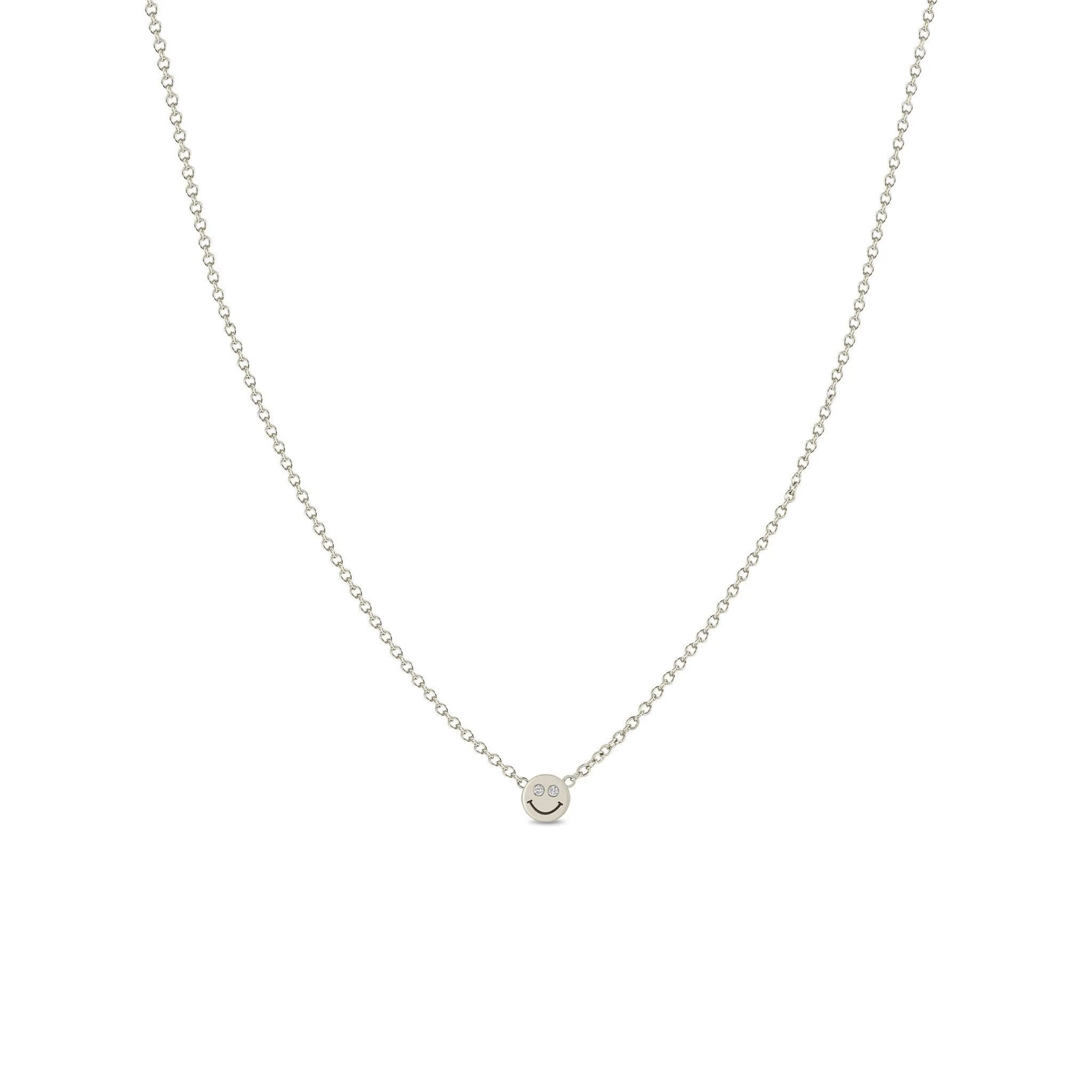14k Itty Bitty Smiley Face with Diamond Eyes Necklace sold by Zoe Chicco product image thumbnail 3