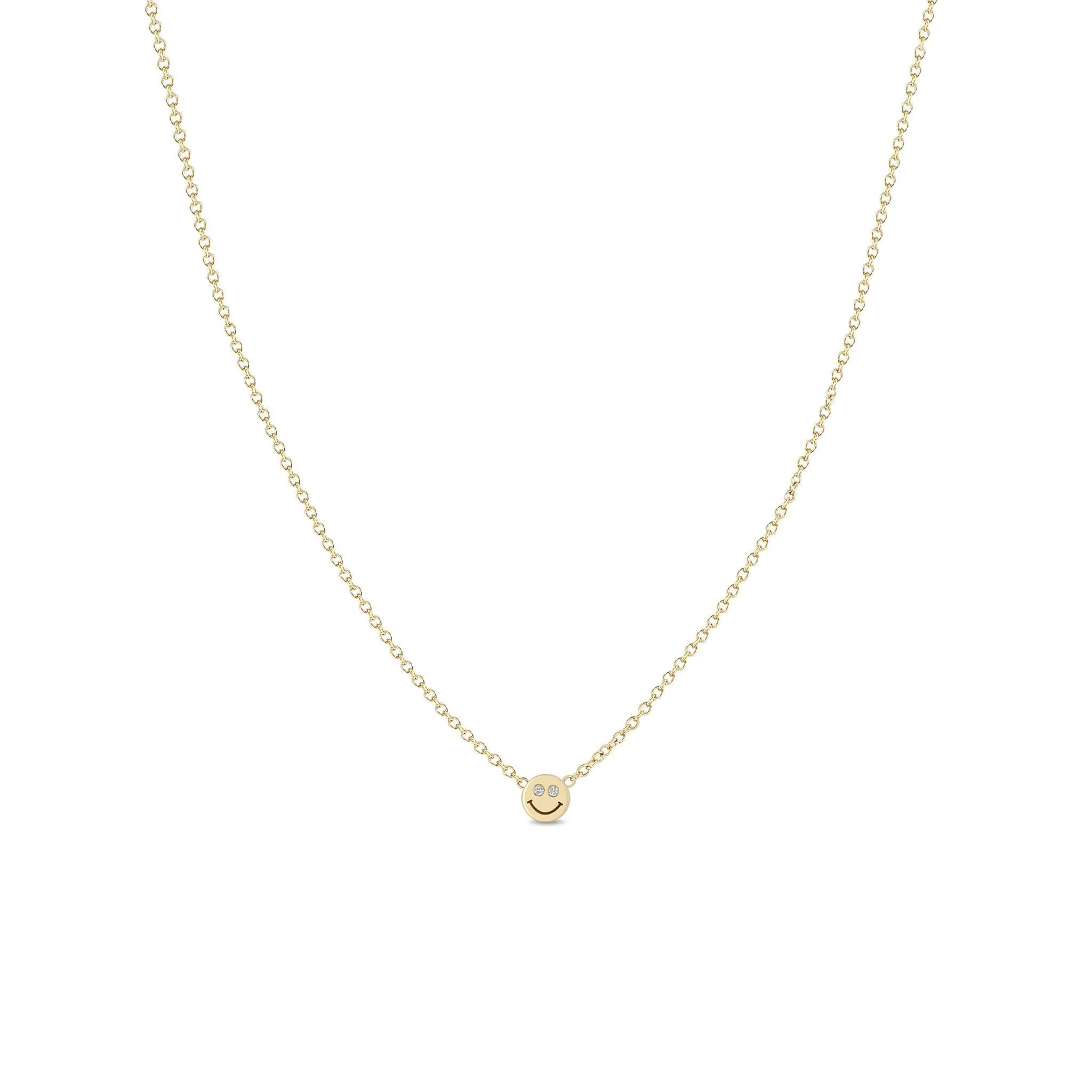 14k Itty Bitty Smiley Face with Diamond Eyes Necklace sold by Zoe Chicco