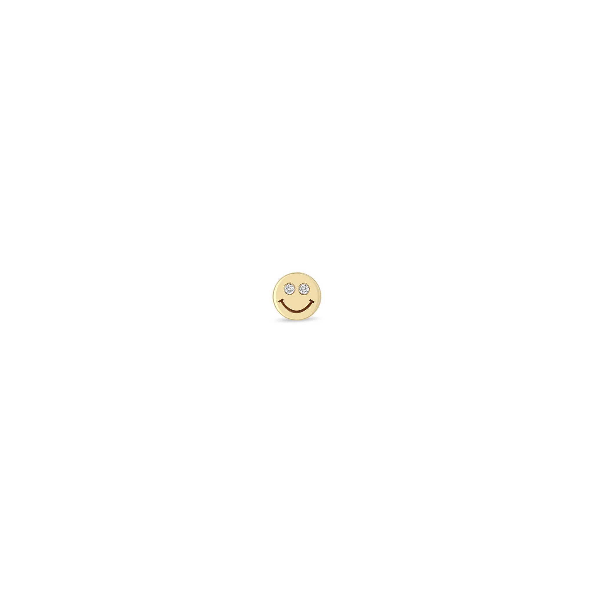 14k Itty Bitty Smiley Face with Diamond Eyes Stud sold by Zoe Chicco