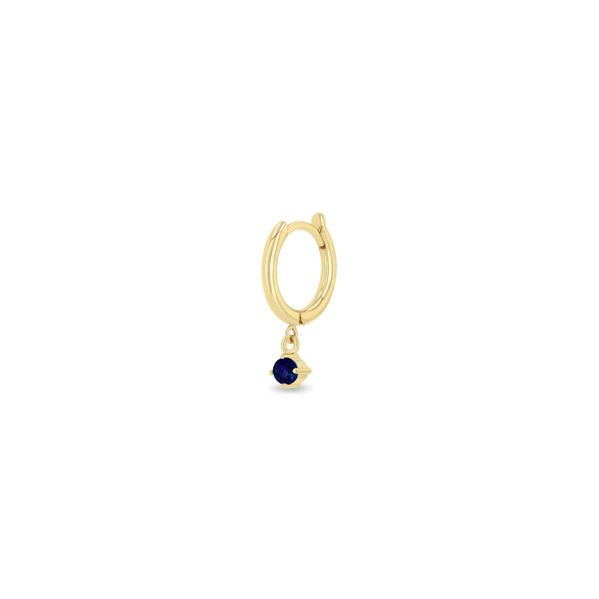 14k Dangling Blue Sapphire Small Hinge Huggie Hoops sold by Zoe Chicco product image thumbnail 2