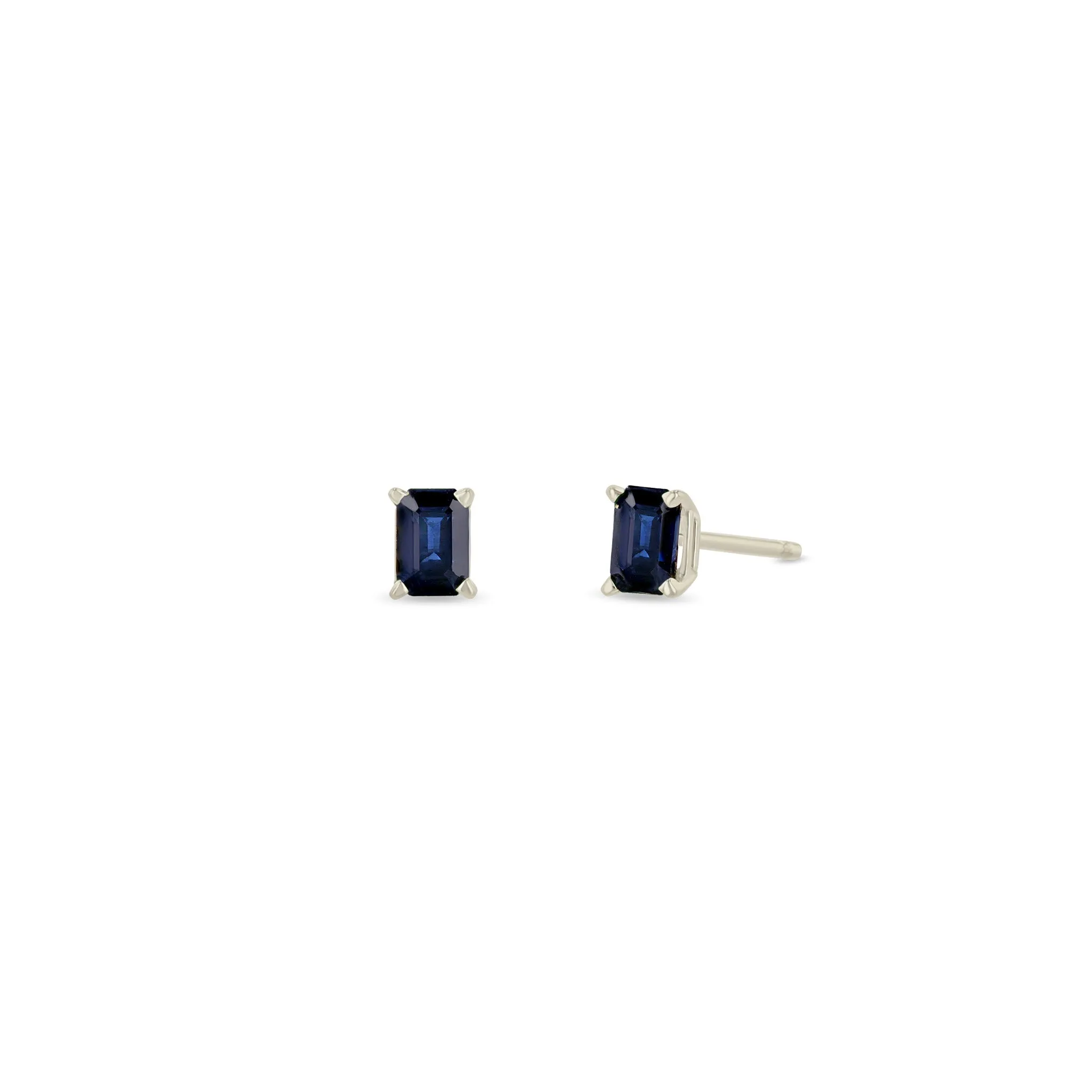 14k Emerald Cut Blue Sapphire Studs sold by Zoe Chicco product image thumbnail 3