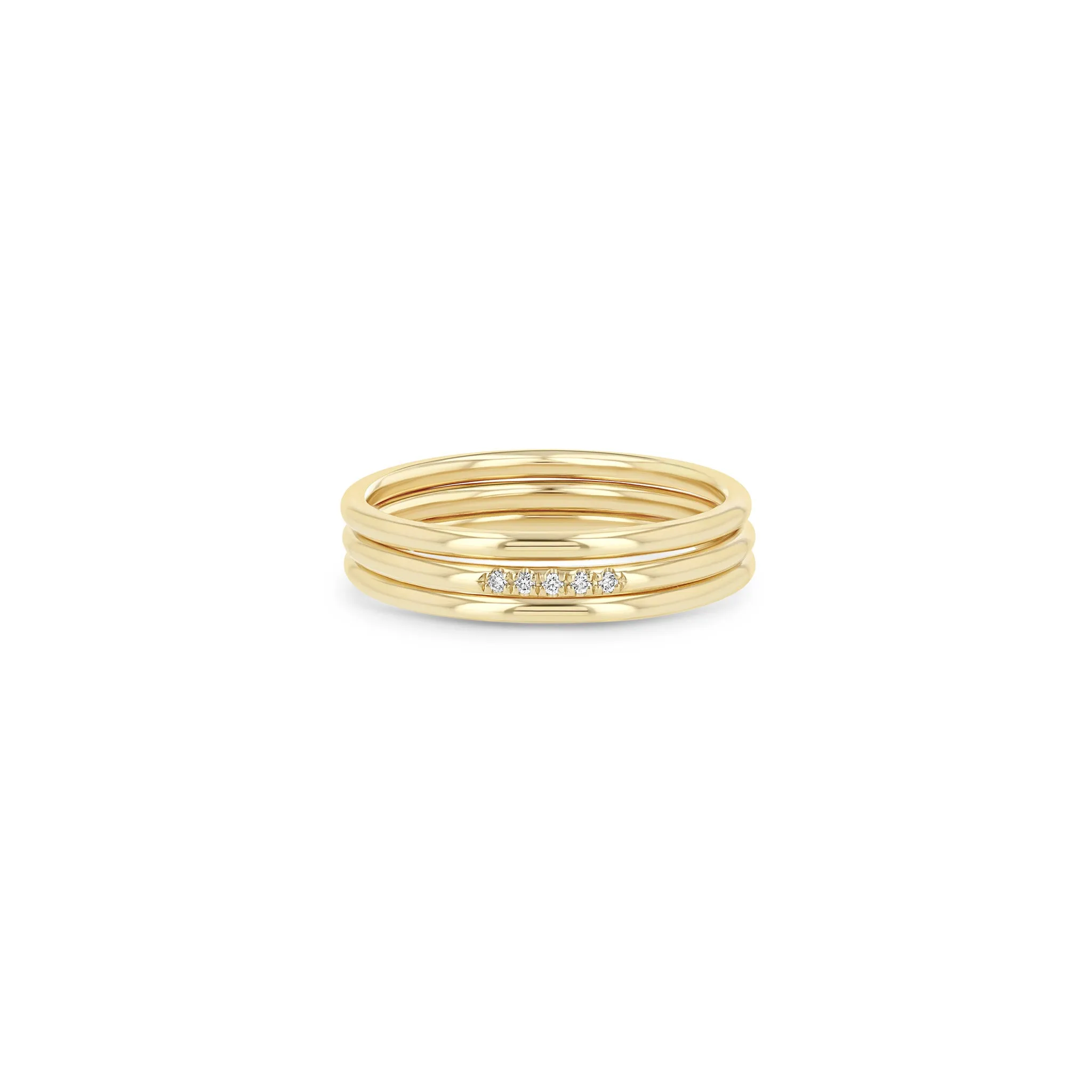 Set of 3 14k Gold & 5 Pavé Diamond Rings sold by Zoe Chicco product image thumbnail 3