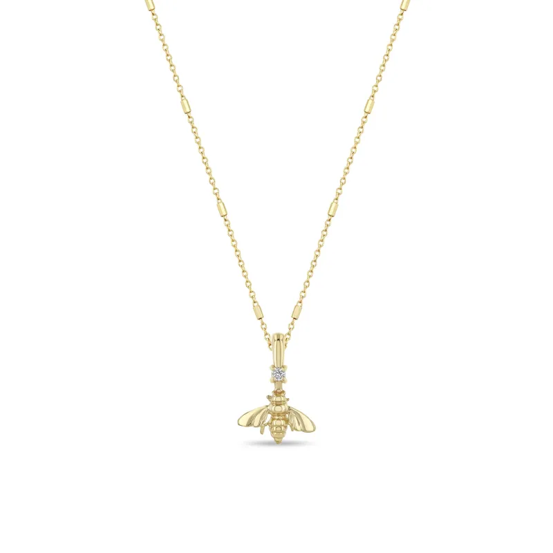14k Gold Bee & Diamond Pendant Necklace sold by Zoe Chicco